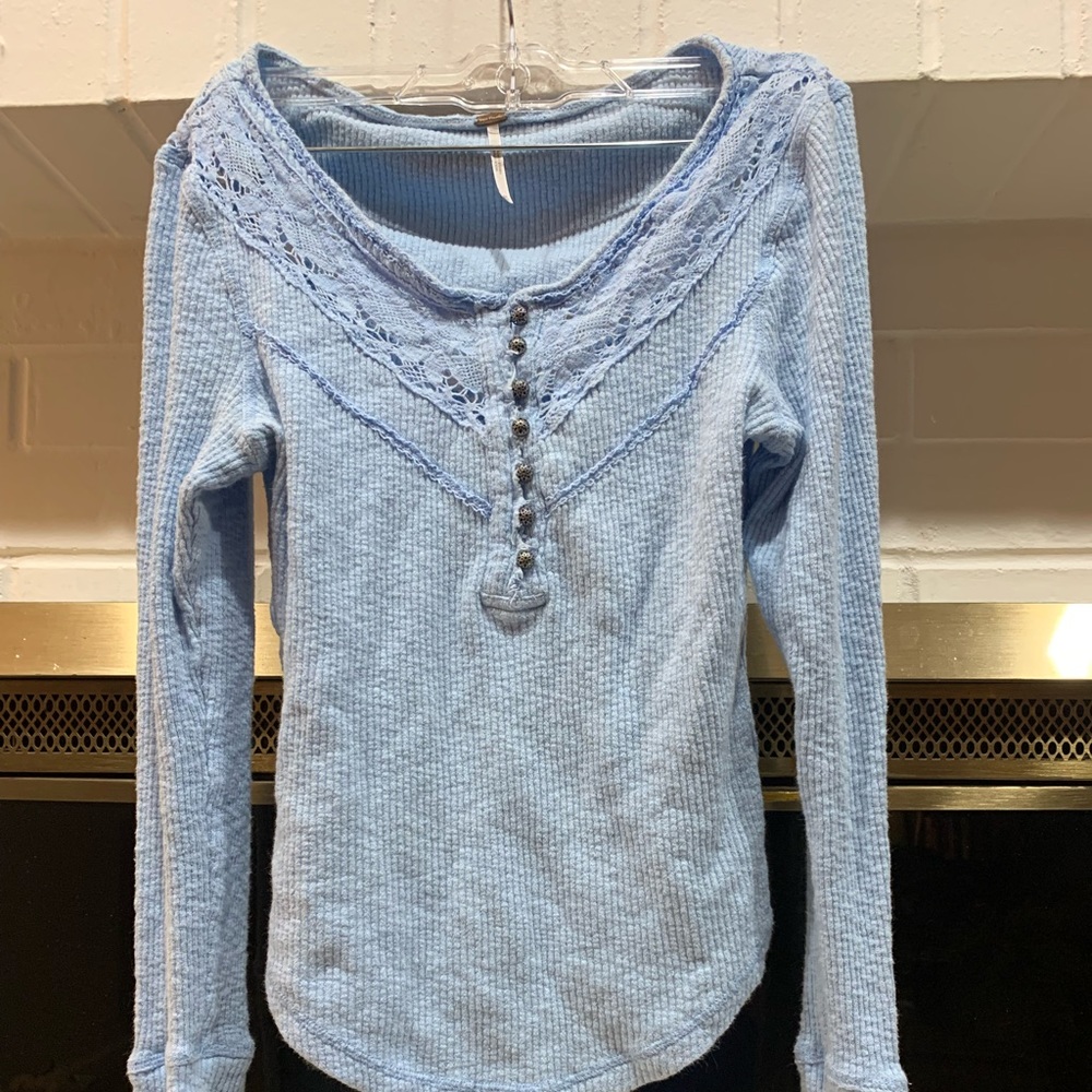 Free people Henley lace top